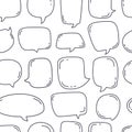 Hand drawn speech bubbles seamless pattern vector illustration on white background. Doodle talk or chat bubble pattern Royalty Free Stock Photo