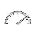 Hand drawn speedometer dial with needle indicating speed or measurement, illustration on white Royalty Free Stock Photo