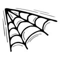Hand drawn spider web. Doodle style cobweb. Halloween background