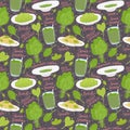 Hand drawn spinach seamless pattern Royalty Free Stock Photo