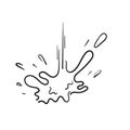 Hand drawn splash, liquid paint or water explosion with drops. doodle style