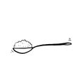 Hand drawn Spoon with sugar salt icon. Teaspoon side view powder for tea or coffee.doodle style Royalty Free Stock Photo