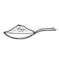 hand drawn Spoon with sugar salt icon. Teaspoon side view powder for tea or coffee.doodle style Royalty Free Stock Photo