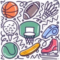 hand drawn sport doodle set