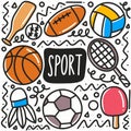 hand drawn sport doodle set