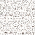 Hand drawn sport seamless pattern. Healthy lifestyle