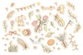 Hand drawn spring elements set Royalty Free Stock Photo