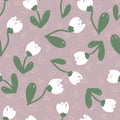Hand drawn spring seamless pattern with snowdrops flowers . Perfect for T-shirt, textile and print. Doodle vector illustration Royalty Free Stock Photo