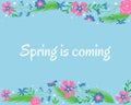 Hand-drawn spring vector illustration. Botanical background with place for your text Royalty Free Stock Photo