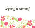 Hand-drawn spring vector illustration. Botanical background with place for your text Royalty Free Stock Photo