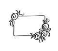 Hand drawn square minimalistic frame with flowers spring rose. Vector floral design elements for invitation, greeting