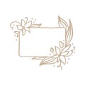 Hand drawn square minimalistic frame with spring flowers. Vector floral design elements for invitation, greeting card, Royalty Free Stock Photo