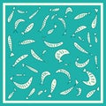 Hand drawn square pattern with fishes. Perfect for stole, shawl, poster and print. Doodle vector illustration