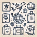 Hand-drawn square travel illustration, Ai generated image Royalty Free Stock Photo