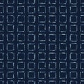 Hand Drawn Squared Check Pattern Seamless Vector Pattern. Indigo Royalty Free Stock Photo