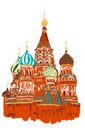 Hand drawn St Basil carhedral, Moscow, Russia Royalty Free Stock Photo