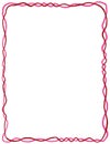 Hand drawn St Valentine Day page frame border. Pink red heart love kiss illustration invitation, graphic curves romantic