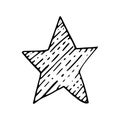 Hand Drawn star doodle. Sketch style icon. Isolated on white background. Zentangle design. Vector illustration. Ornate stars with