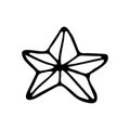Hand drawn star doodle. Sketch winter icon. Decoration element. Isolated on white background. Vector illustration Royalty Free Stock Photo