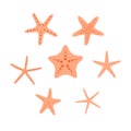 Hand drawn starfish icon or stamp, doodle outline set. Ocean starfish symbol. Tropical sea travel underwater flat style Royalty Free Stock Photo
