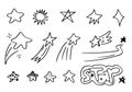 Hand drawn stars set. Star doodles collection on white background