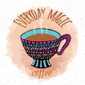 Hand drawn steamy coffee cup Royalty Free Stock Photo