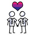 Hand drawn stick figure of bisexual men. Concept of lgbt equality for diversity illustration. Simple icon motif of gay