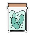 hand drawn sticker cartoon doodle jar of pickled gherkins Royalty Free Stock Photo