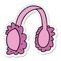 hand drawn sticker cartoon doodle of pink ear muff warmers