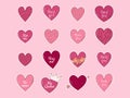 Hand drawn sticker set of hearts for Valentine day. Design elements for posters, greeting cards, banners and invitations Royalty Free Stock Photo