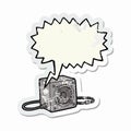 Vintage radio speaker with speech bubble sticker Royalty Free Stock Photo