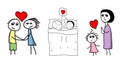 Hand drawn story of family in love Royalty Free Stock Photo