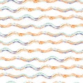 Hand drawn strands of wavy broken stripes.Seamless vector pattern backgrond with horizontal irregular fibre strands