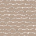 Hand drawn strands of wavy broken stripes.Seamless vector pattern with horizontal irregular fibre strands. Linear