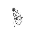Hand drawn strawberry. Goblincore style. Vector illustration in doodle style. Isolated on a white background