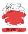 Hand drawn strawberry jam jar Royalty Free Stock Photo