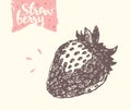 Hand drawn strawberry, vector illustration, sketch