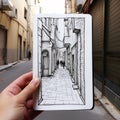 Hand Drawn Street Art Sketch: Simple Lines And Sharp Perspective Angles