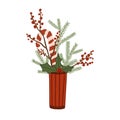 Hand drawn striped red vase