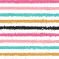 Hand drawn striped seamless pattern, grunge colorful multi stripes background Royalty Free Stock Photo