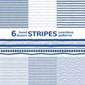 Hand drawn stripes vector seamless pattern set or collection