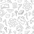 Hand Drawn Study seamless pattern with school accessories Royalty Free Stock Photo