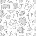 Hand Drawn Study seamless pattern with school accessories Royalty Free Stock Photo