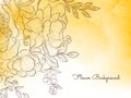Hand drawn style flower yellow pastel decorative background