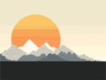hills and mountains, sunset