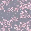 Hand drawn style pink cherry blossom flower botanic garden elegant seamless pattern background created with generative AI Royalty Free Stock Photo