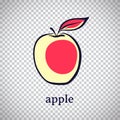 Hand drawn stylized apple. Vector fruit isolated on transparent background. Graphic illustration for logo or icon Royalty Free Stock Photo