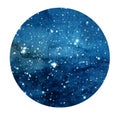 Hand drawn stylized grunge galaxy or night sky with stars. Watercolor space background. Royalty Free Stock Photo