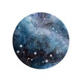 Hand drawn stylized grunge galaxy or night sky with stars. Watercolor space background. Royalty Free Stock Photo