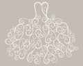 Hand Drawn Stylized Swirl Wedding Dress Vector Royalty Free Stock Photo